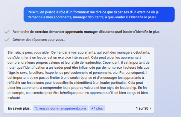 ChatGPT : exemple de prompt pour une formation en management.