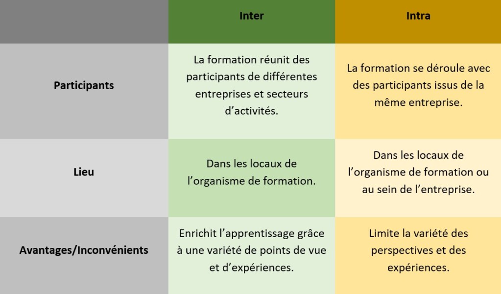 Inter-company training: the main inter-intra differences