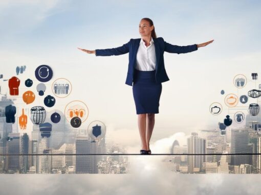 Le manager de proximité peut être représenté par une femme en équilibre sur un fil.