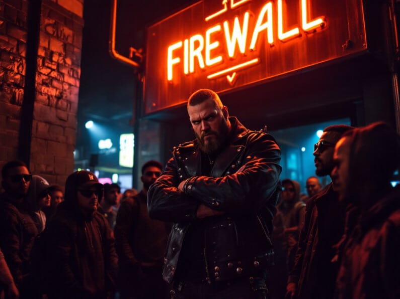 Illustration pare-feu comme un videur de boite de nuit