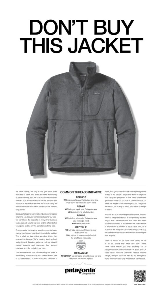 Campagne marketing de la marque de vêtements Patagonia