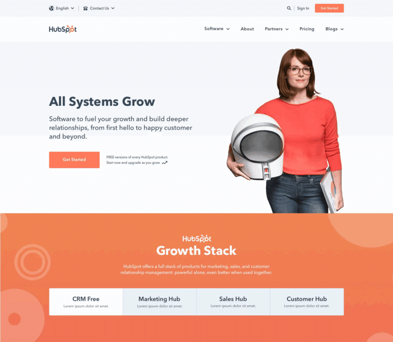 Exemple de design réalisé pour le site web du HubSpot