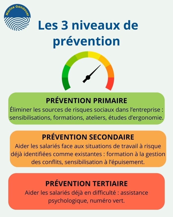 Il existe trois niveaux de prévention : primaire, secondaire, tertiaire.