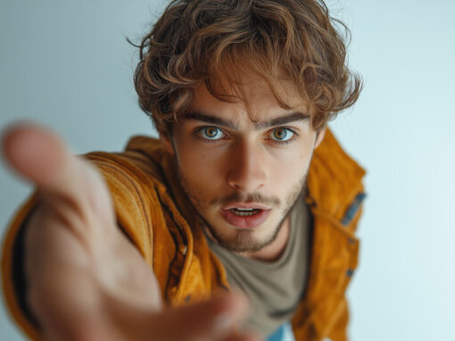 Jeune homme captant l'attention pour illustrer l'article sur le storytelling de marque