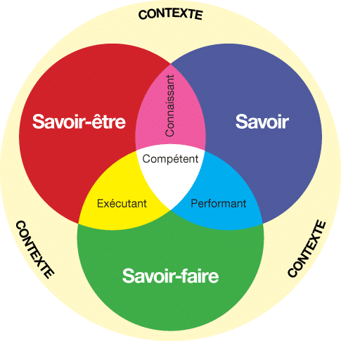 Diagram dat de soorten vaardigheden toont die betrokken zijn bij loopbaanadvies: kennis, knowhow, interpersoonlijke vaardigheden.