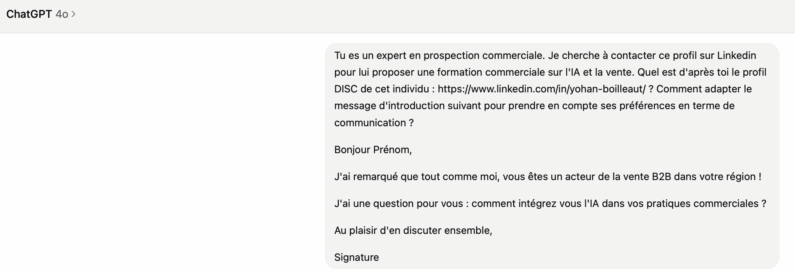 Mensaje de prospección personalizado ChatGPT