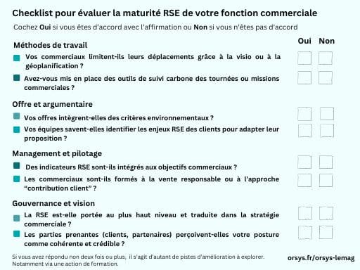 Checklist pour évaluer la maturité RSE de votre fonction commerciale