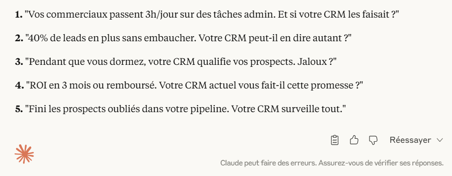 Door Claude AI gegenereerde pakkende zinnen