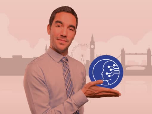 Illustratie praktische fiche Over AI praten in het Engels