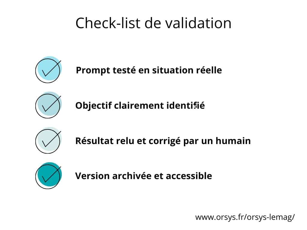 Check-list de validation pour travailler en équipe avec l'IA