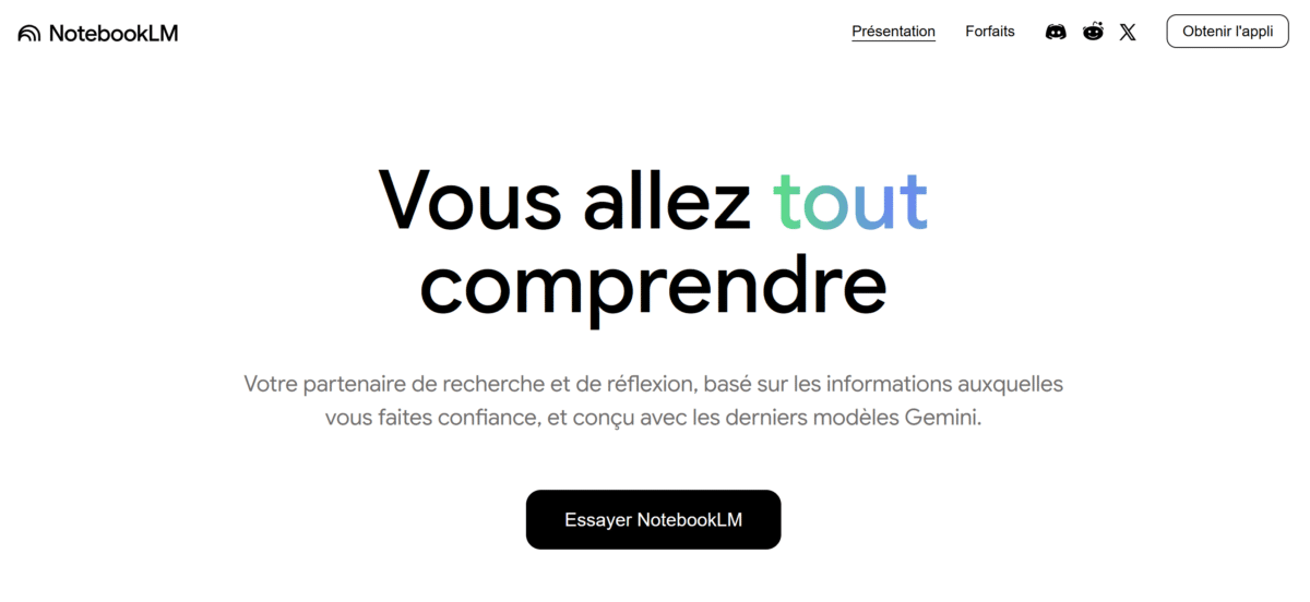 Outil d'IA NotebookLM