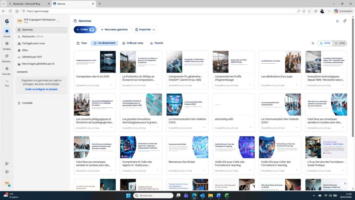 Illustration de l'article sur la formation du responsable formation - Capture d'écran outil Gamma