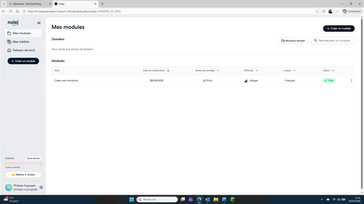 Illustration de l'article sur la formation du responsable formation - Capture d'écran outil Nolej